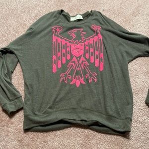 Vintage Havana lightweight sweater with pink beaded eagle